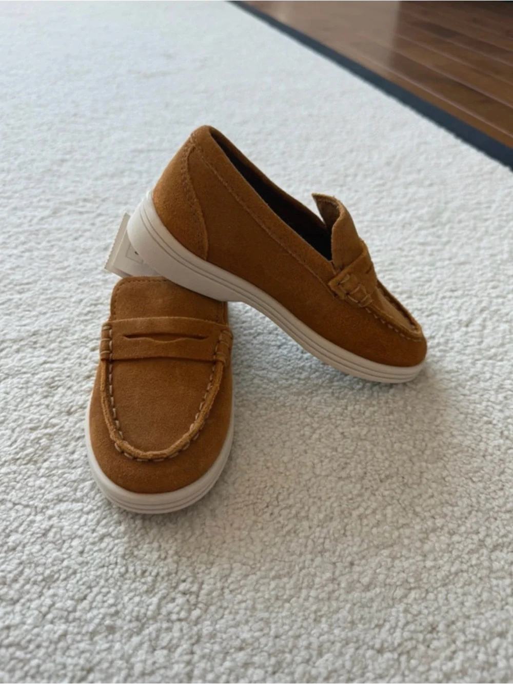 Kids Suede Loafers in Tan